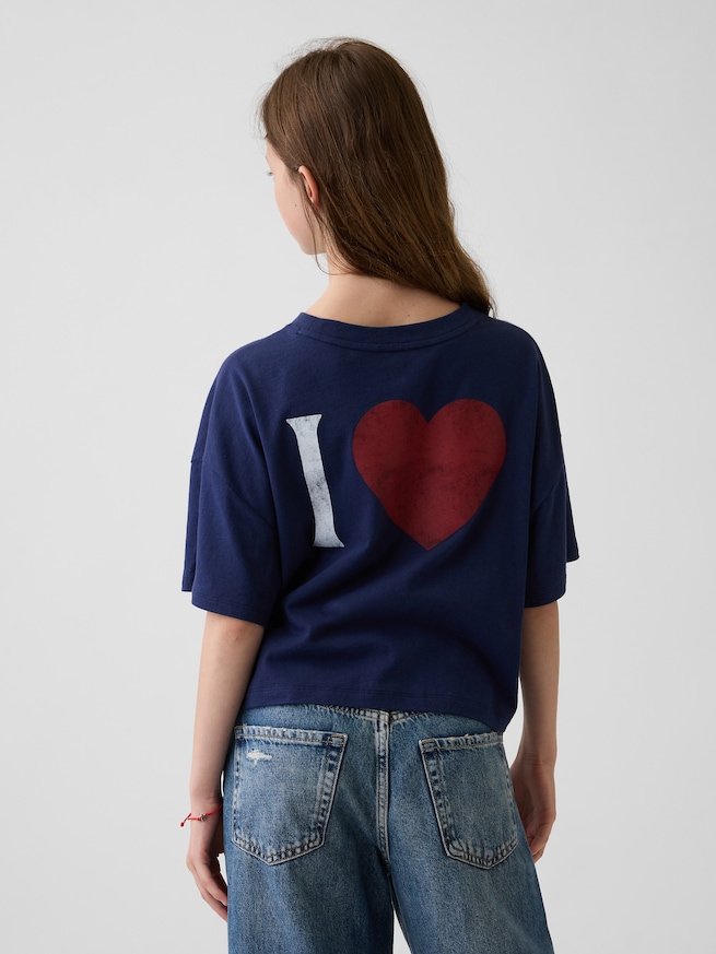 オーバーサイズ GAPハートロゴ Tシャツ (キッズ)-0