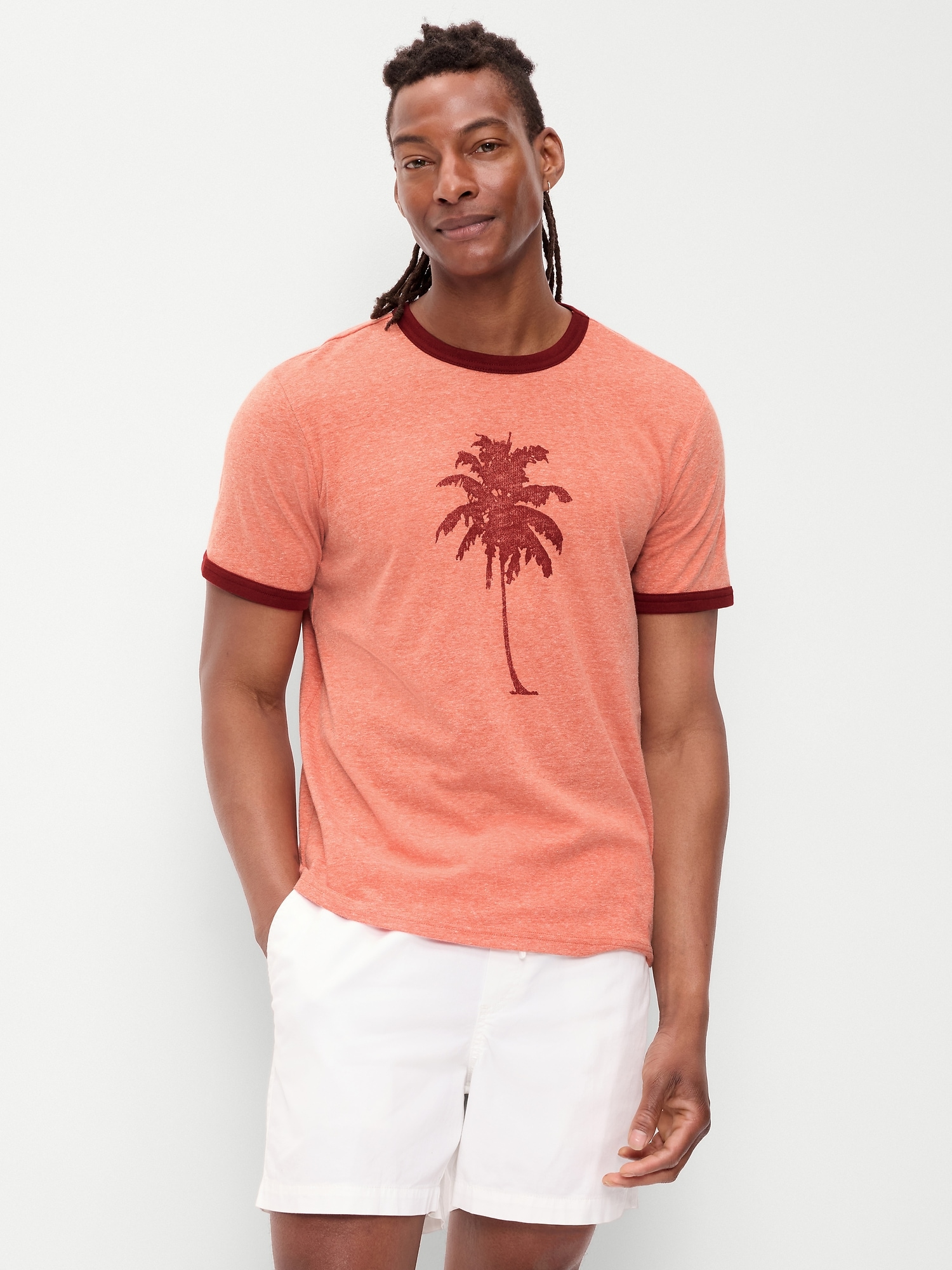 T-SHIRT À BORDS CONTRASTANTS ET À IMPRIMÉ