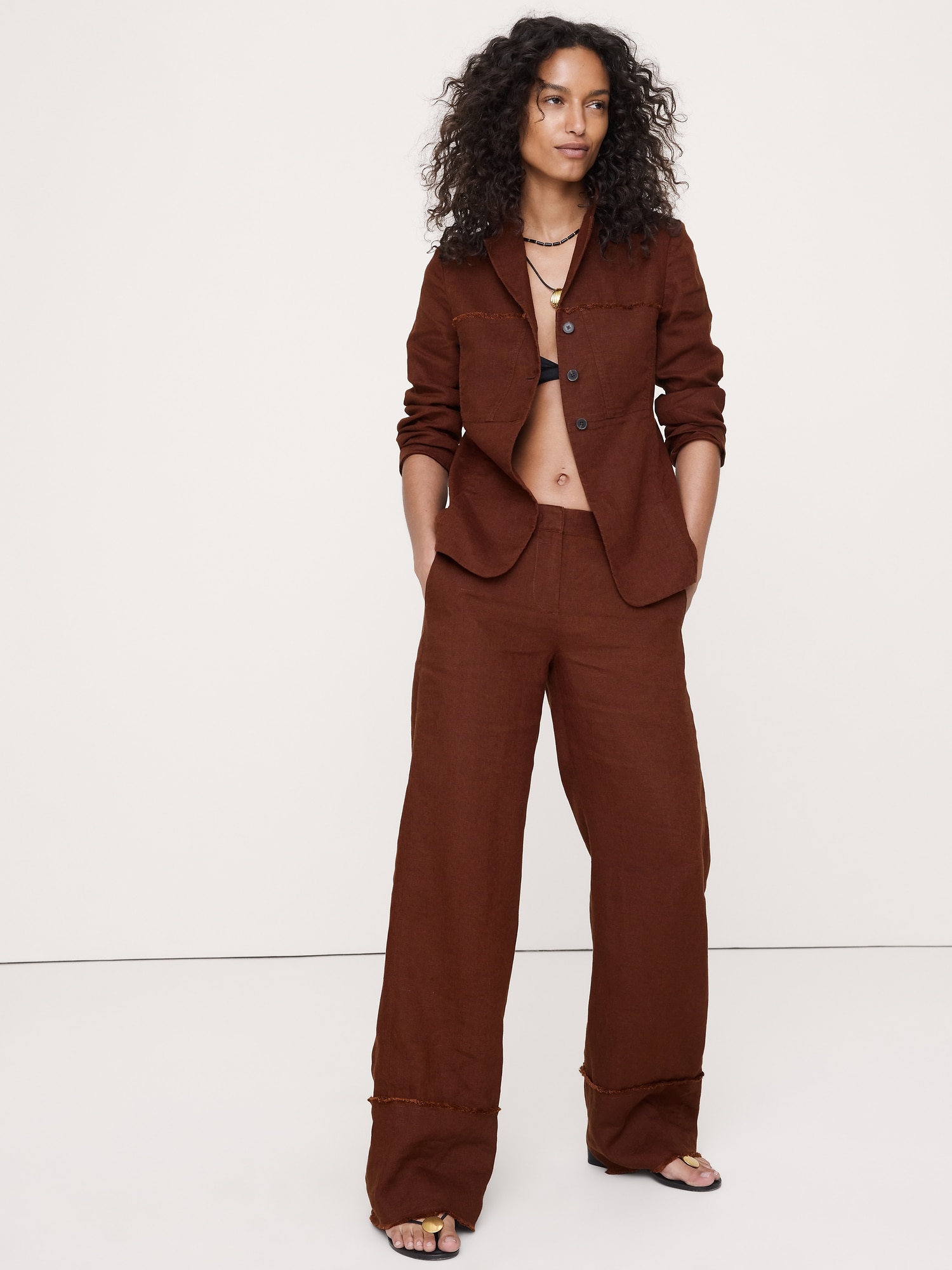 The Everyday Wide-Leg Pant Fringe-Hem Linen