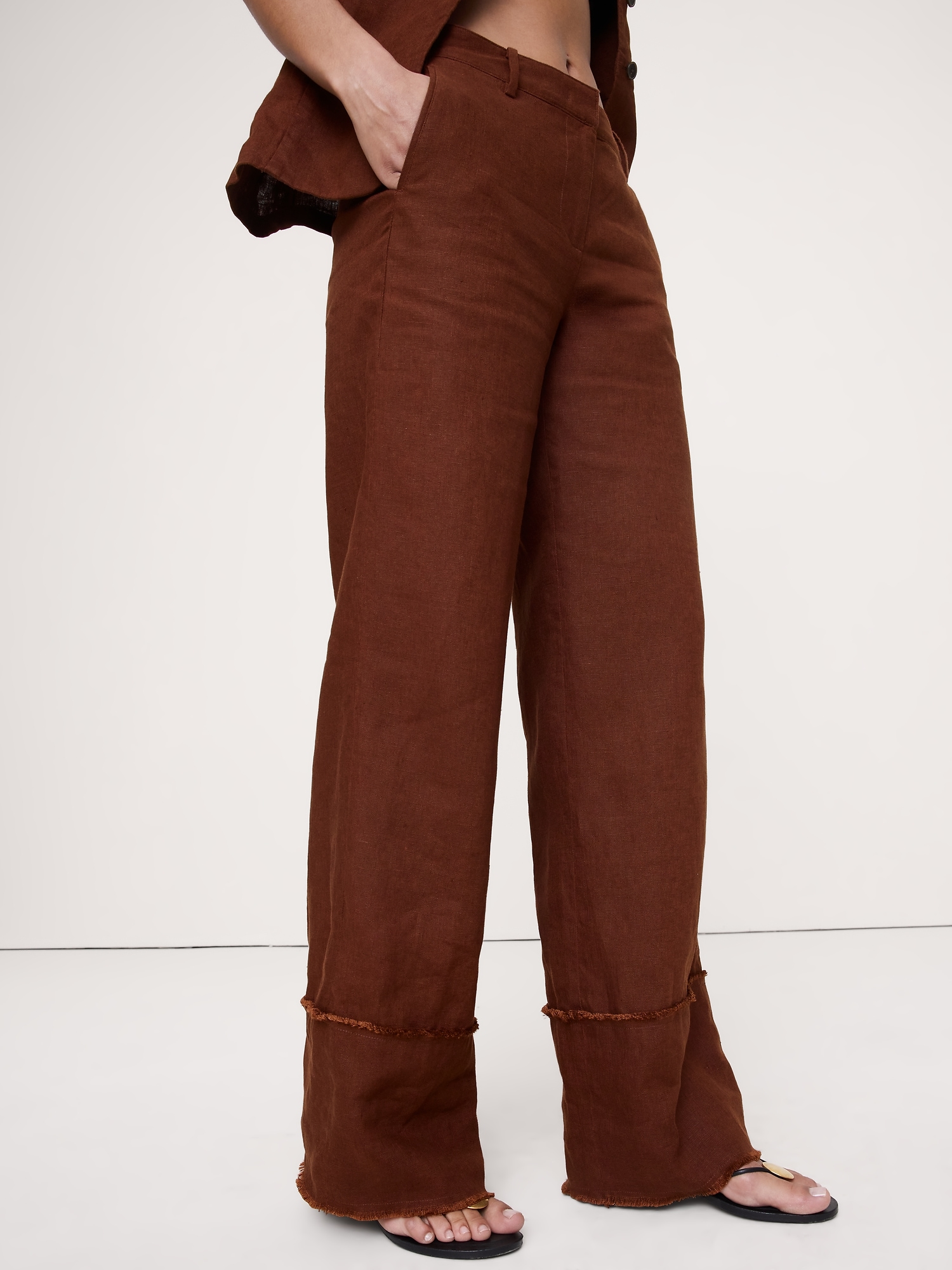 The Everyday Wide-Leg Pant Fringe-Hem Linen