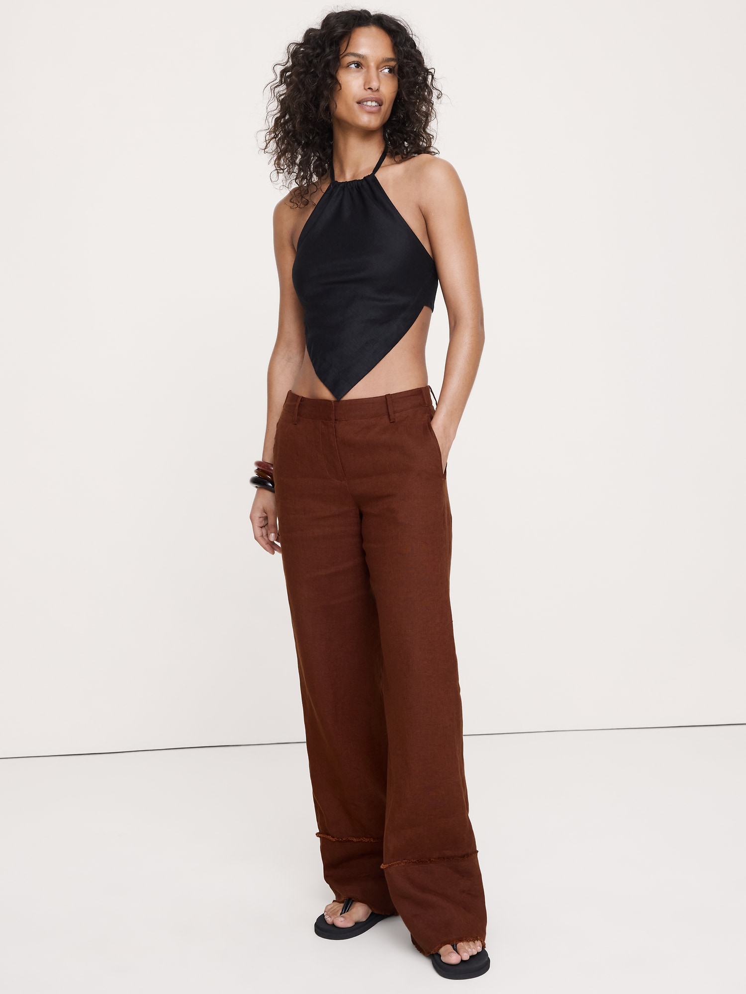 The Everyday Wide-Leg Pant Fringe-Hem Linen