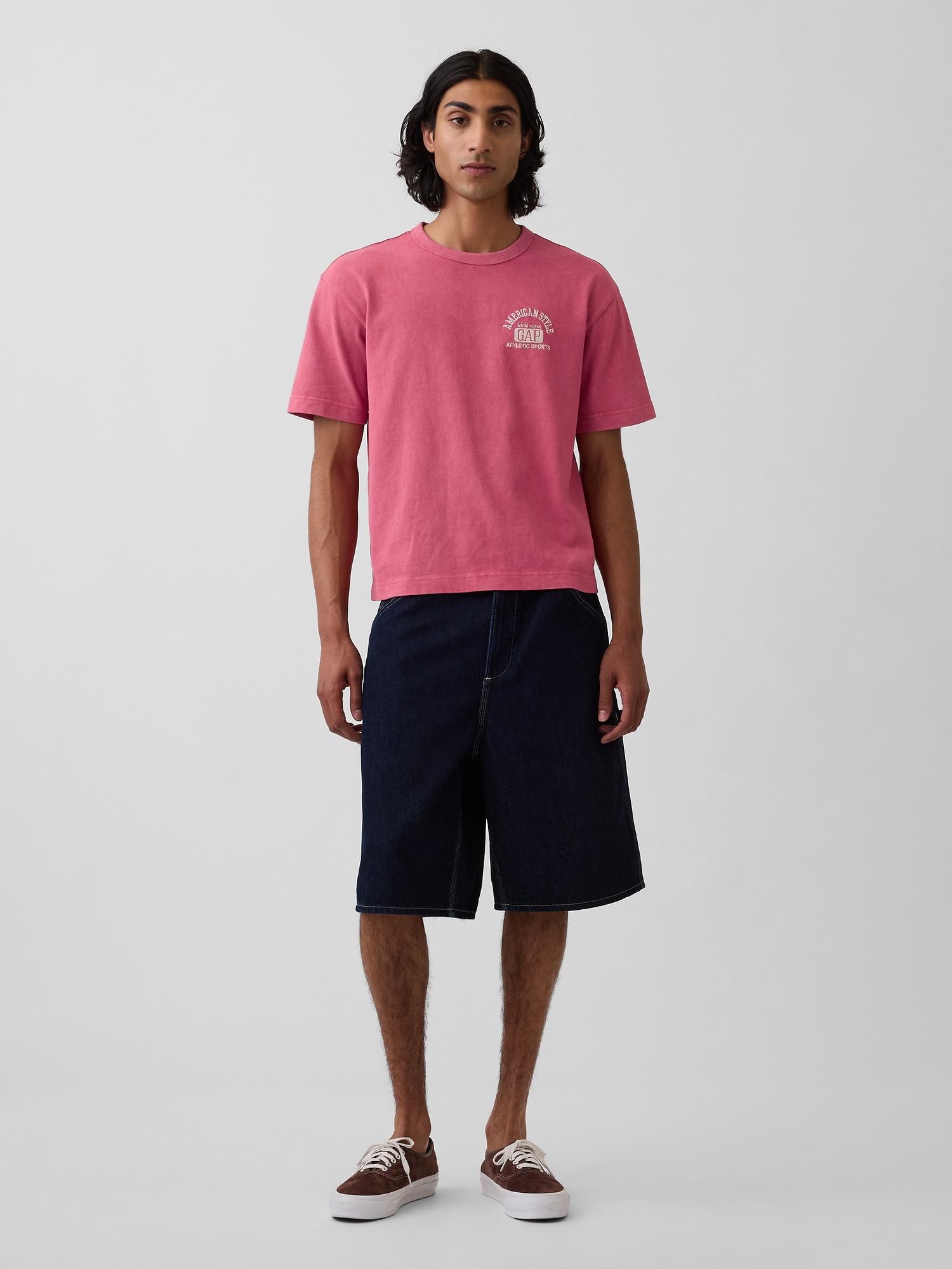ヘビーウェイト GAPロゴ リラックスフィット クロップドTシャツ-1