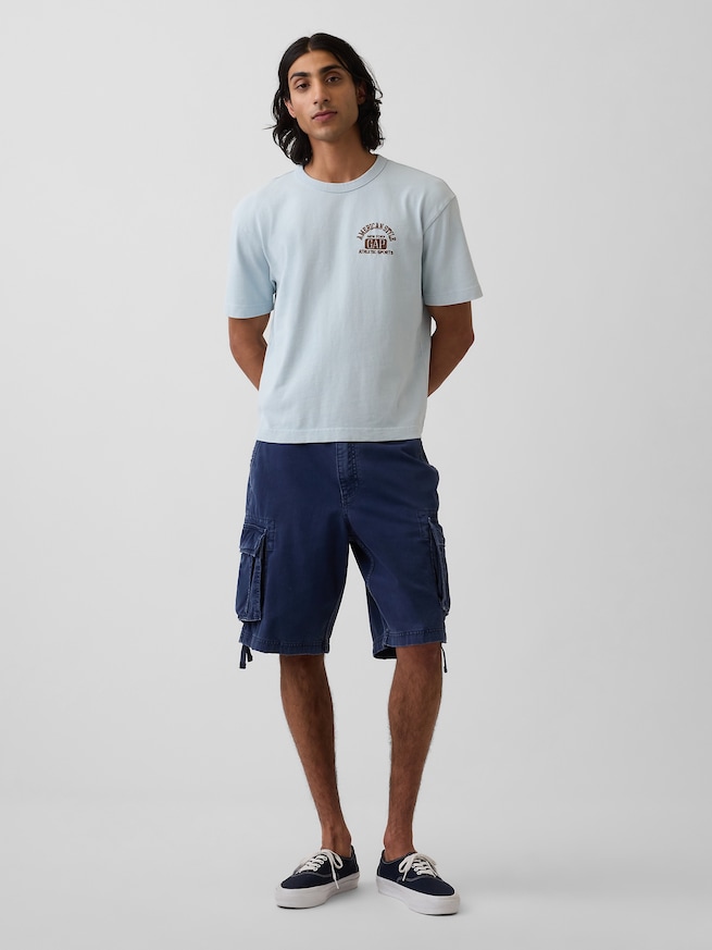 ヘビーウェイト GAPロゴ リラックスフィット クロップドTシャツ-1