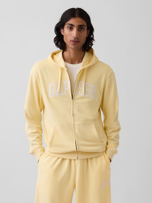 フレンチテリー リラックスフィット GAP1969ロゴ  ジップアップパーカー