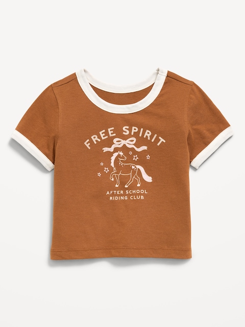 Short-Sleeve Ringer Graphic T-Shirt for Toddler Girls