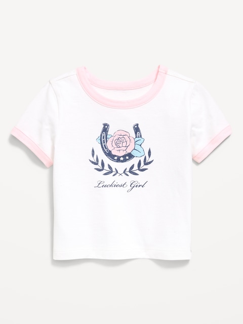 Short-Sleeve Ringer Graphic T-Shirt for Toddler Girls