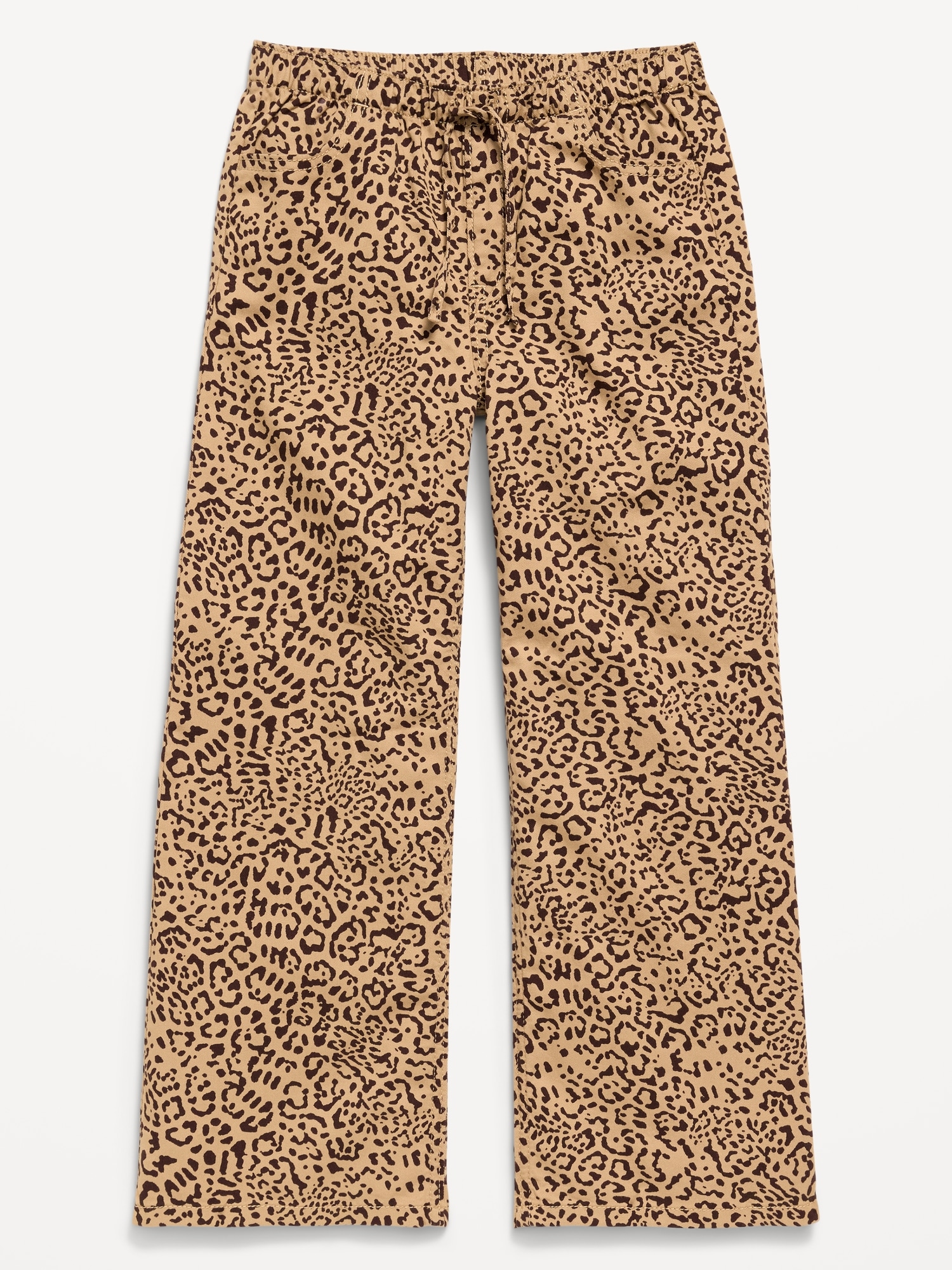 PANTALON EN SERGÉ COUPE TRÈS GÉNÉREUSE À JAMBE LARGE À TAILLE EXTENSIBLE POUR FILLE