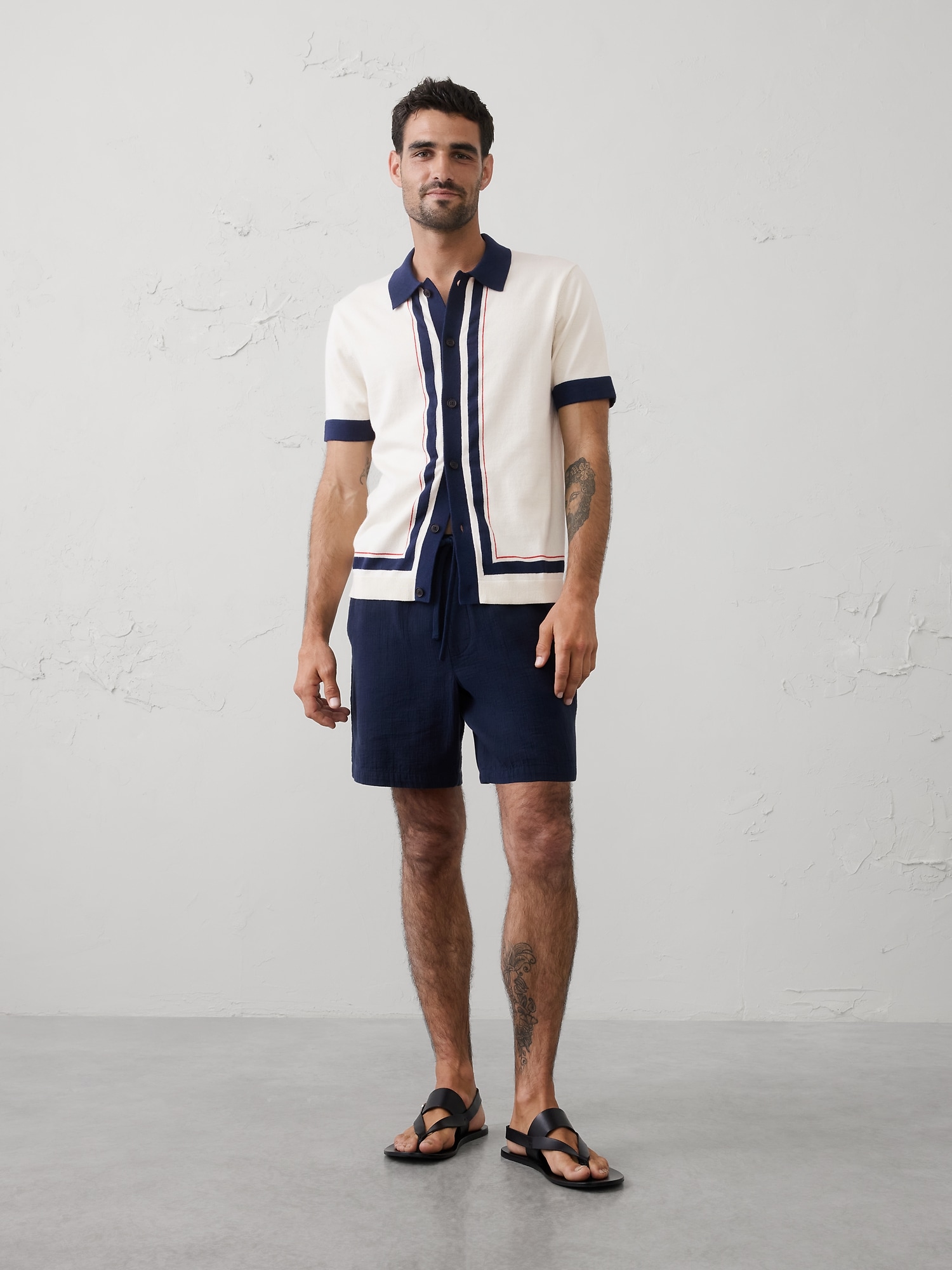 Border Striped Sweater Polo