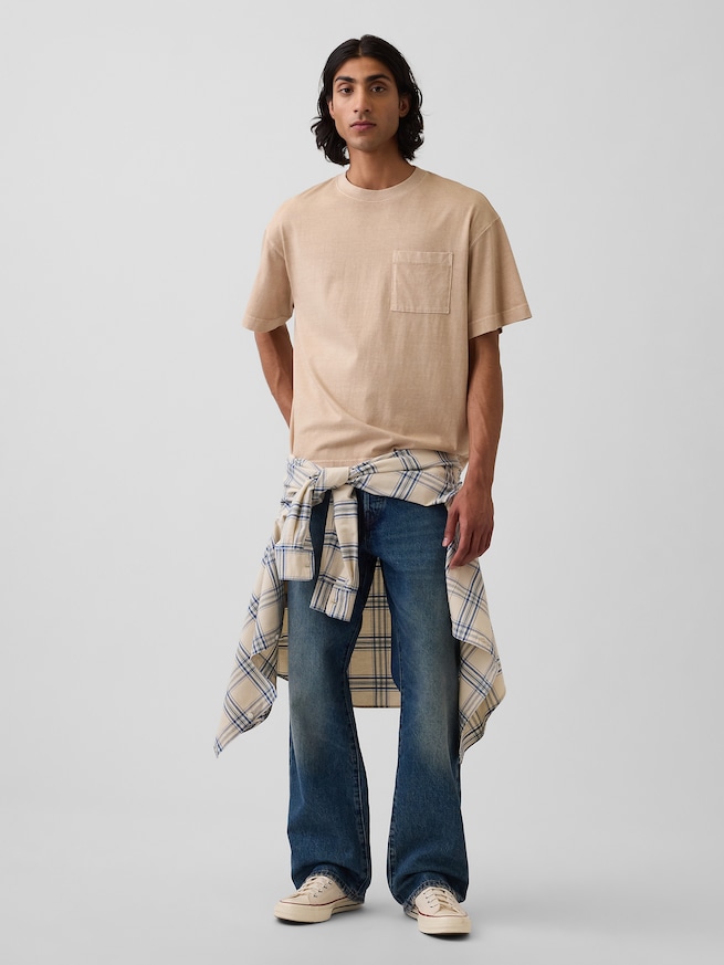 オーバーサイズ クロップド ポケットTシャツ-1