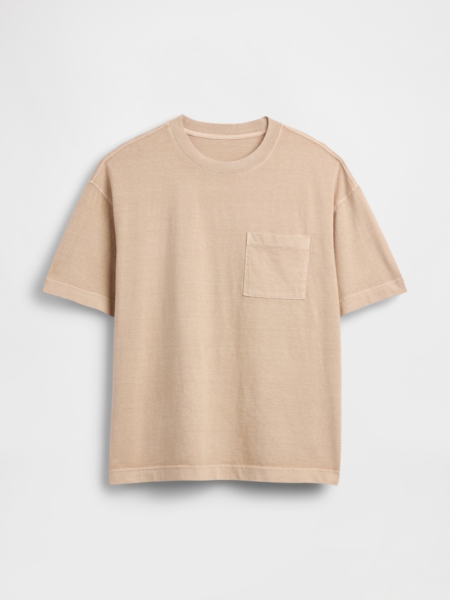 オーバーサイズ クロップド ポケットTシャツ-4