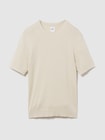 リブ クルーネック ニットTシャツ-0
