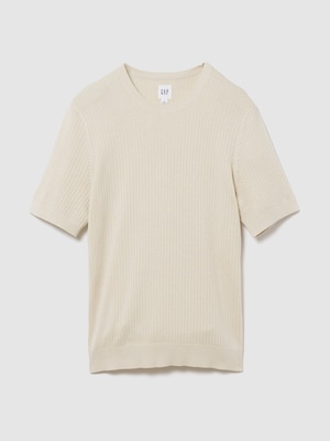 リブ クルーネック ニットTシャツ