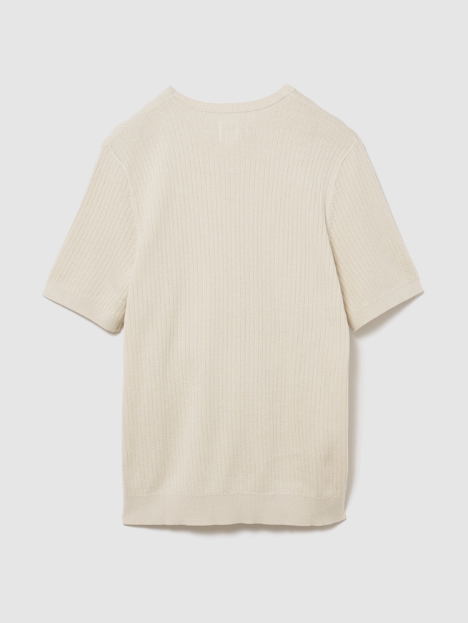 リブ クルーネック ニットTシャツ-1