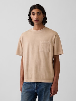 オーバーサイズ クロップド ポケットTシャツ