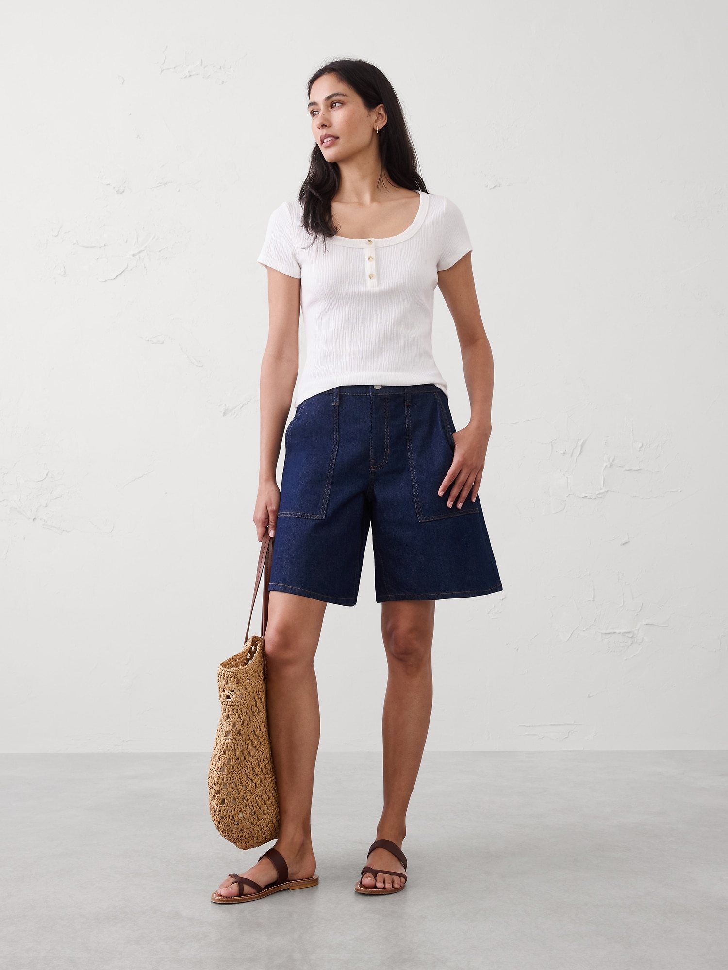 Variegated Ribbed Henley Shirt