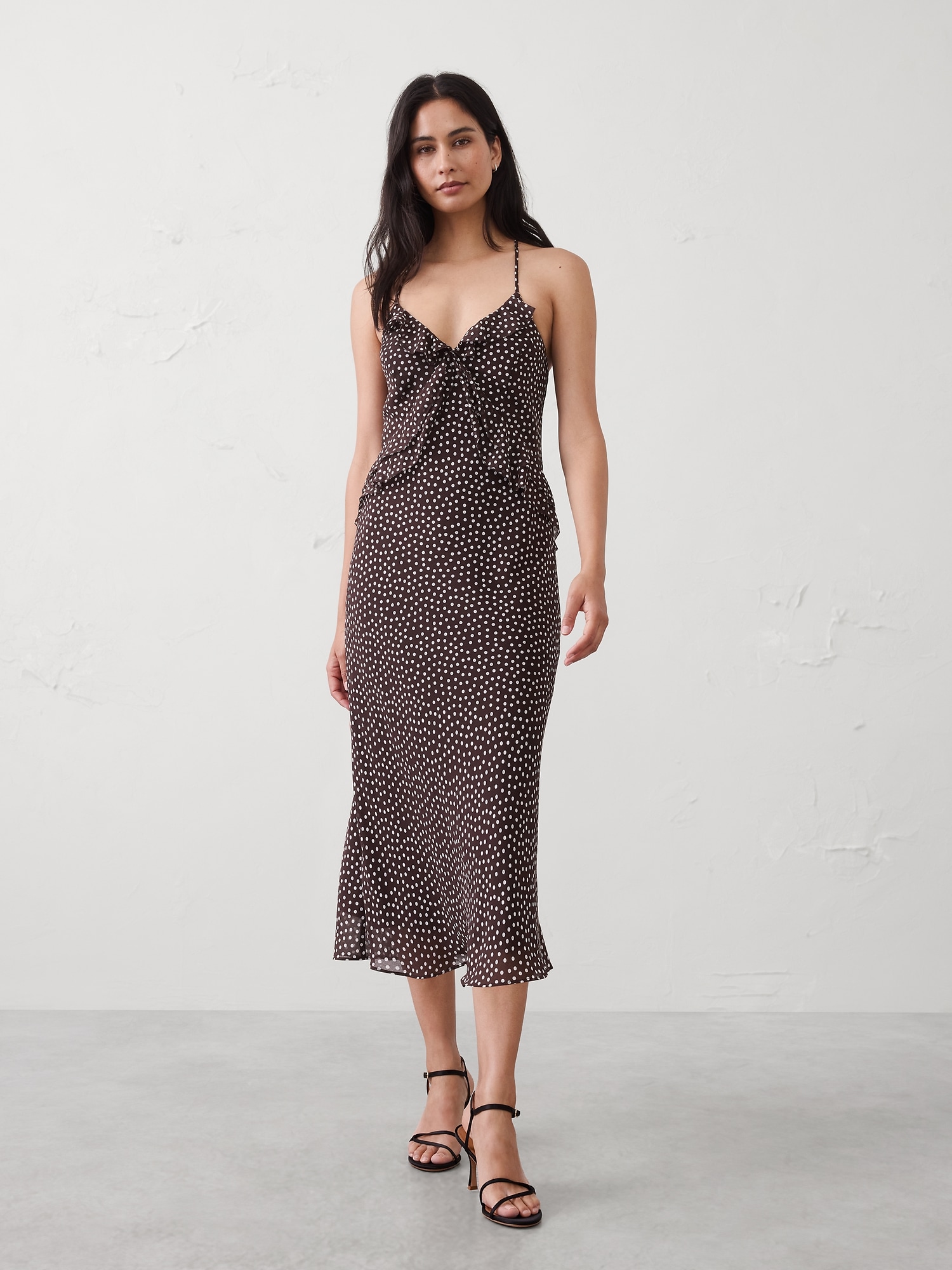 Chiffon Bias Ruffle Midi Dress