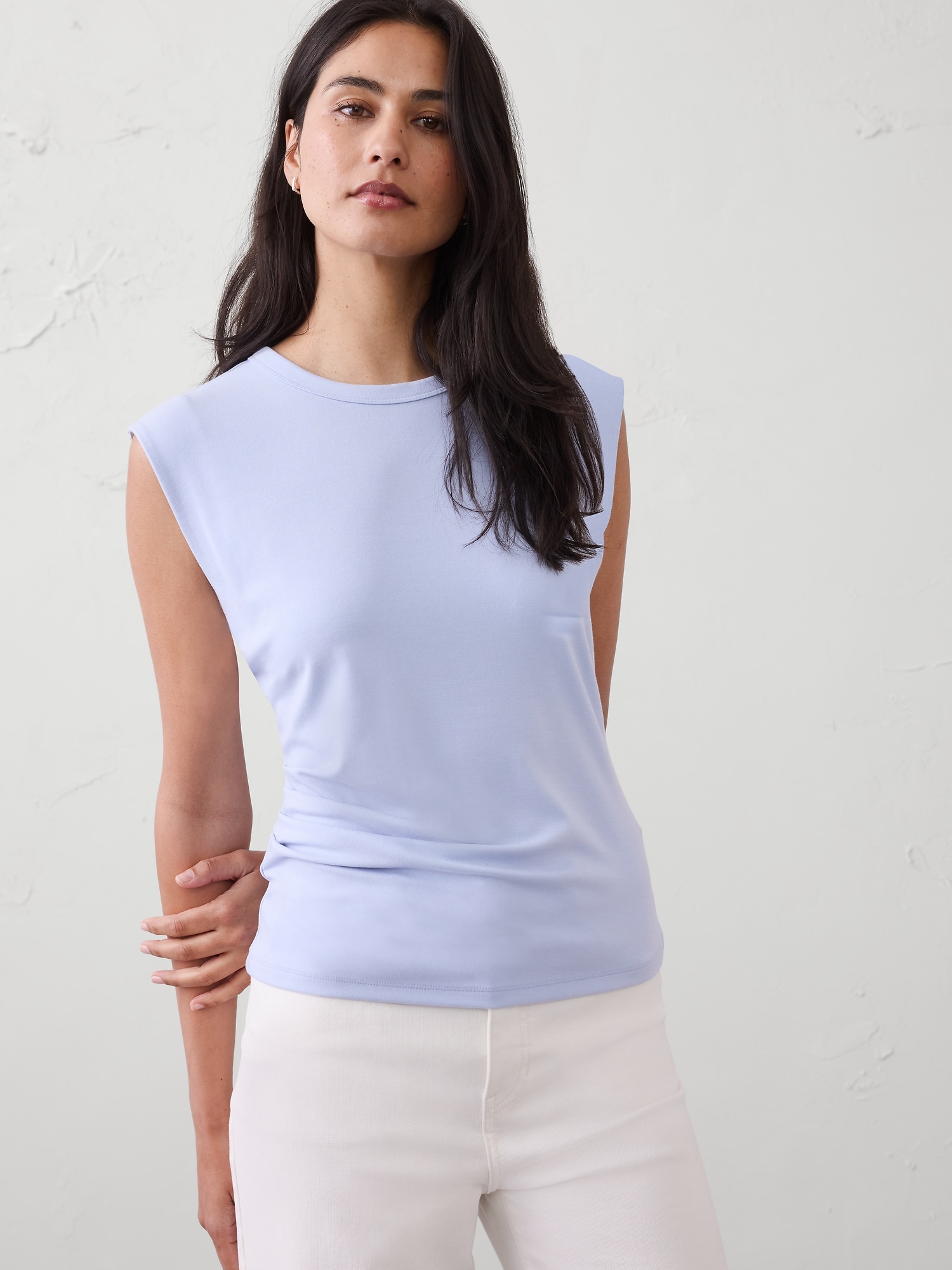 Soft Interlock Side-Shirred Top