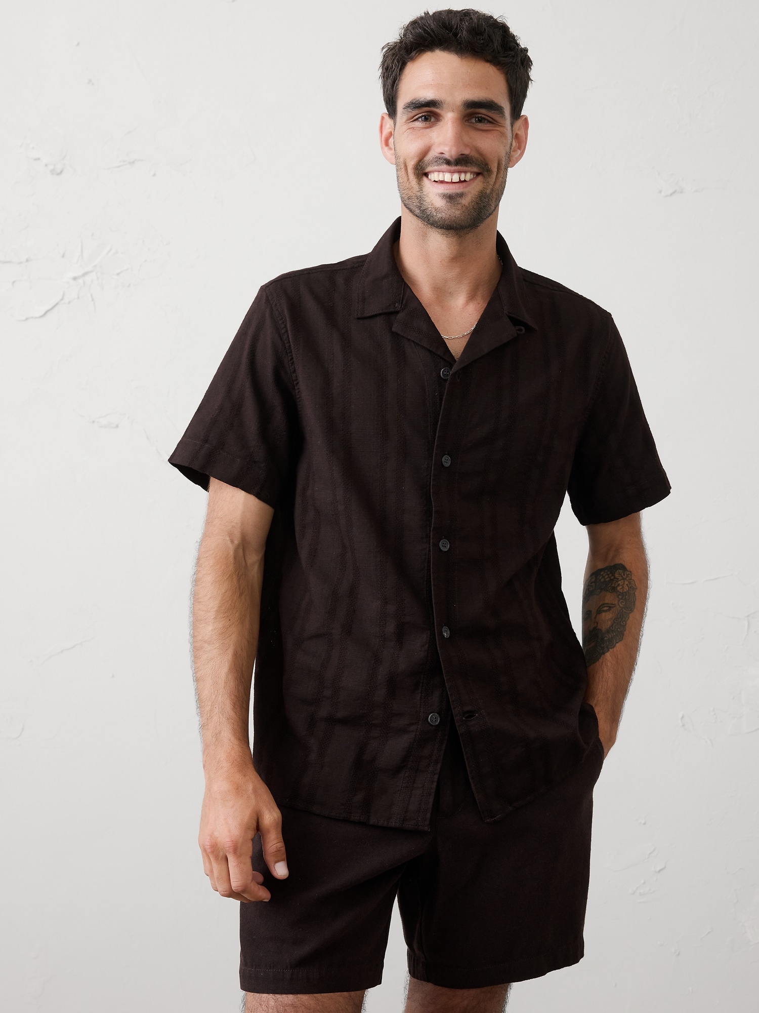 Standard-Fit Textured Resort Shirt