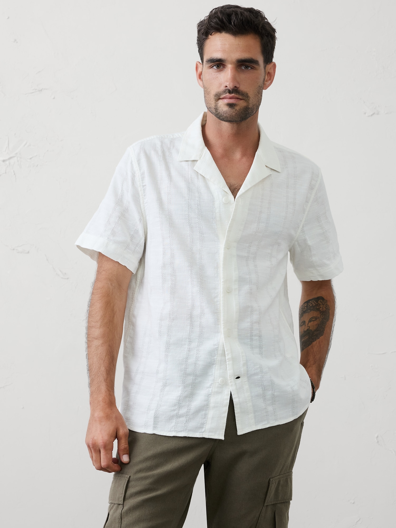 Standard-Fit Textured Resort Shirt