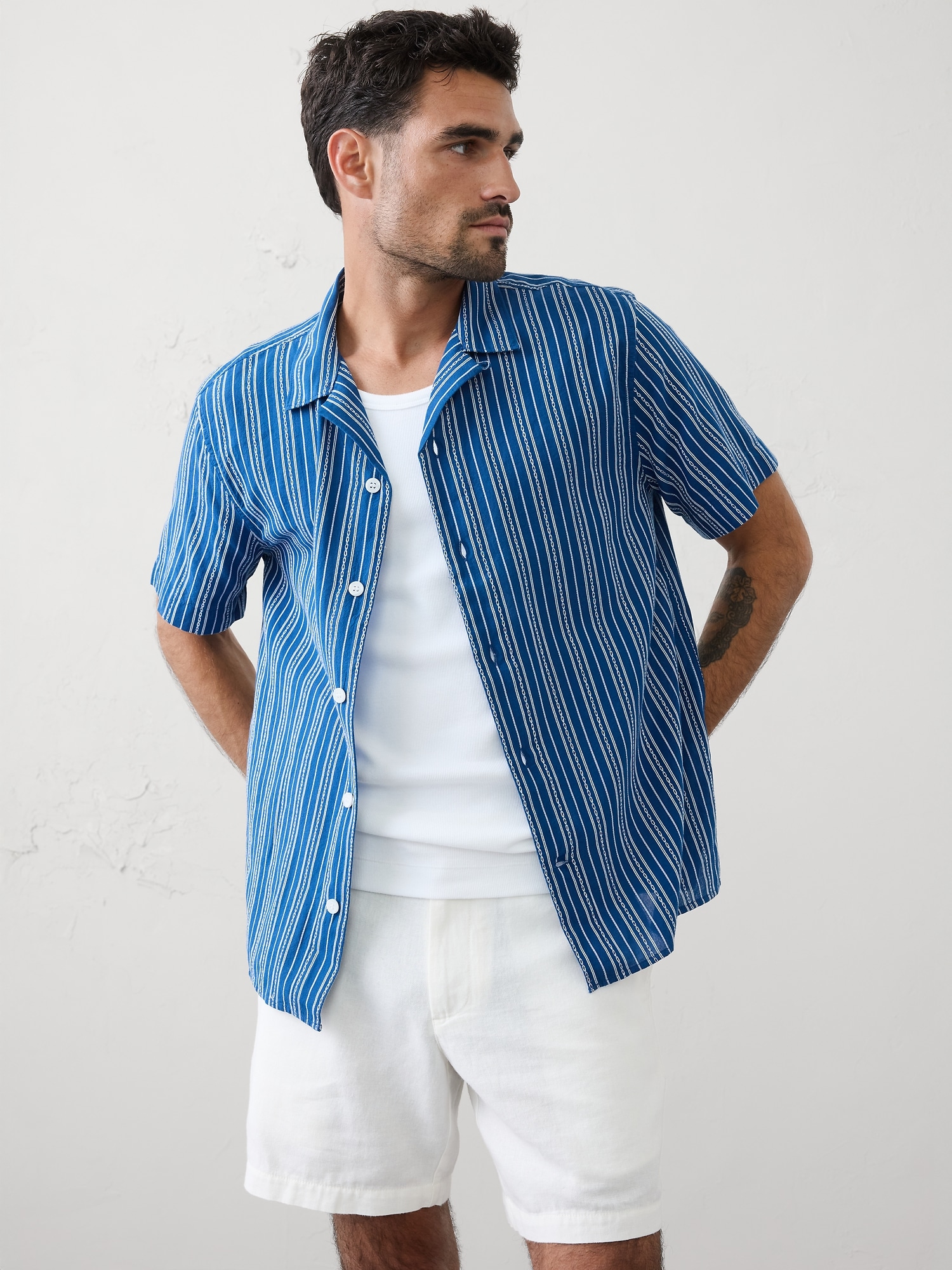 Standard-Fit Textured Resort Shirt