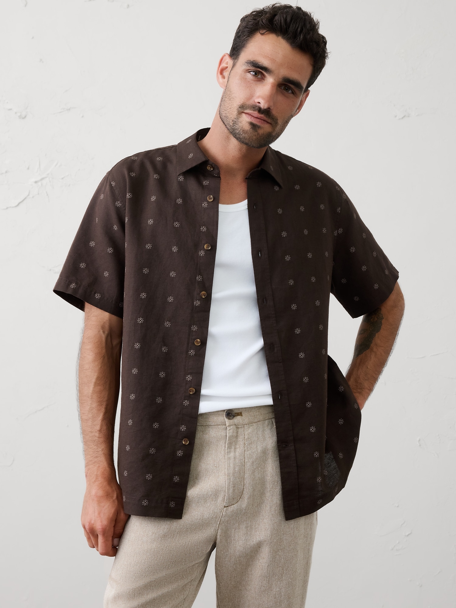 Standard-Fit Linen-Blend Shirt