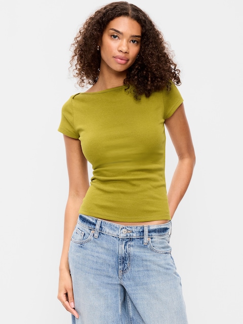 T-SHIRT AJUSTÉ À ENCOLURE BATEAU