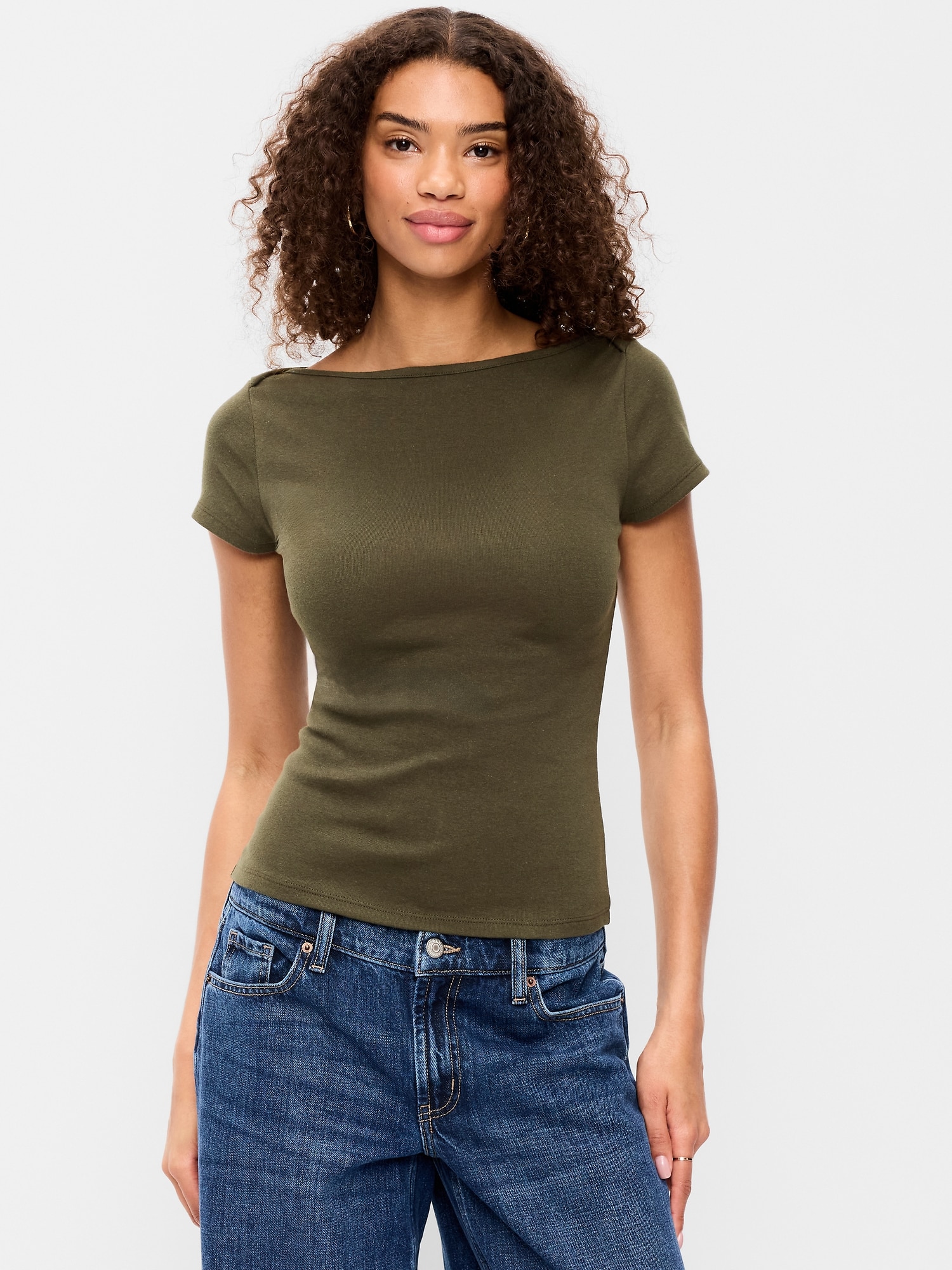T-SHIRT AJUSTÉ À ENCOLURE BATEAU