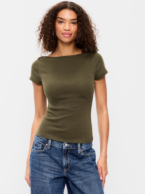 T-SHIRT AJUSTÉ À ENCOLURE BATEAU