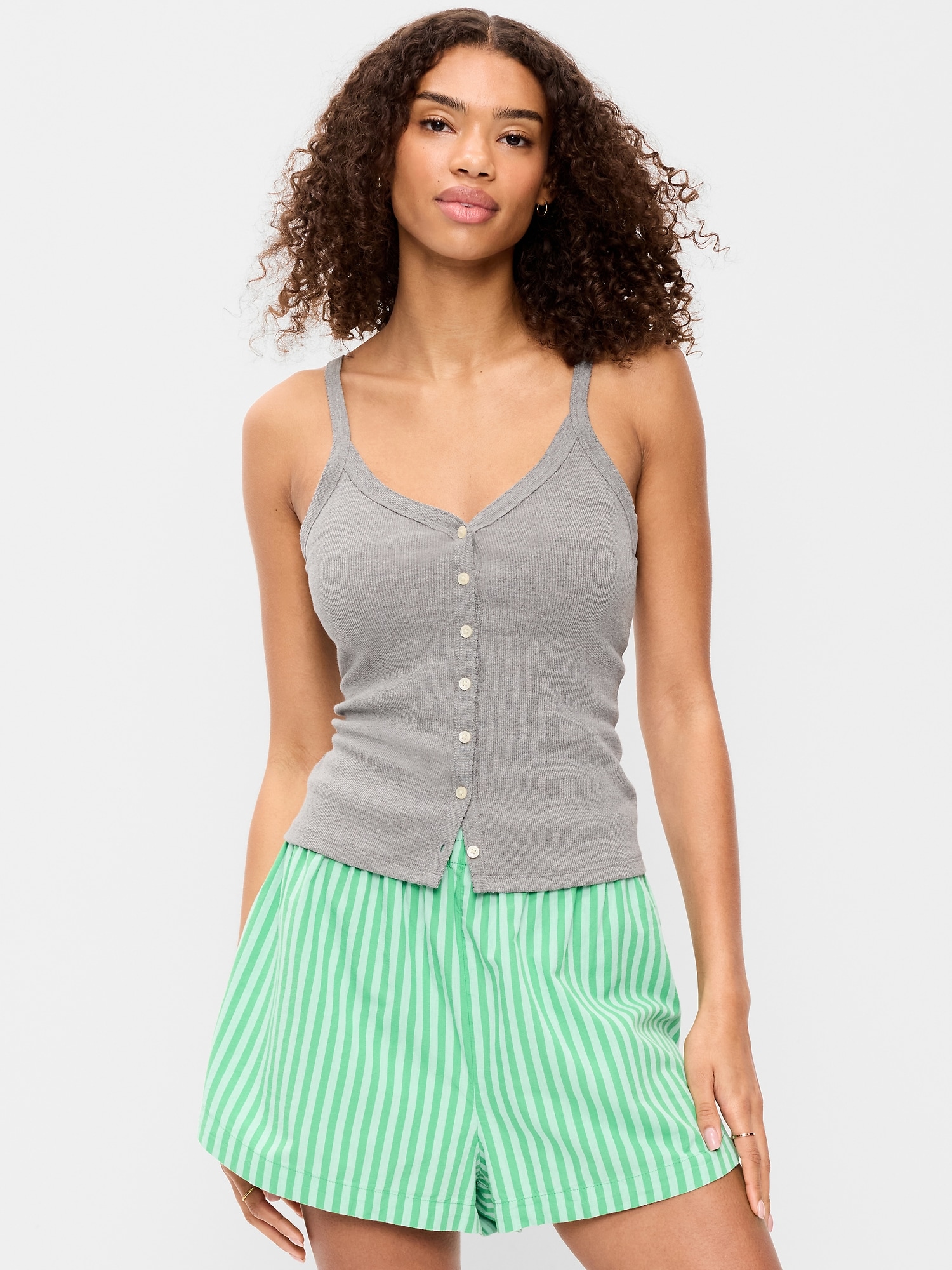 Button-Front Cami Tank Top