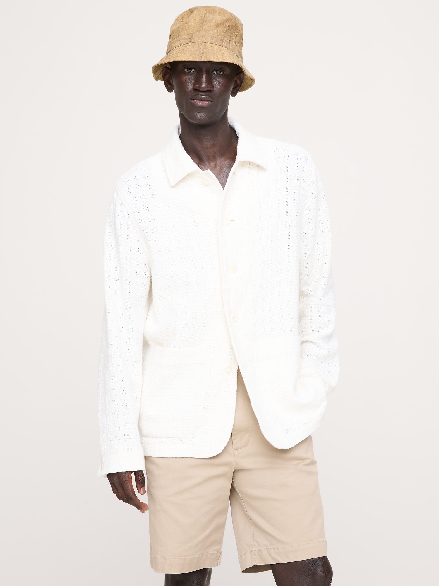 VESTE-CHEMISE EN TISSU À EFFET NATTÉ