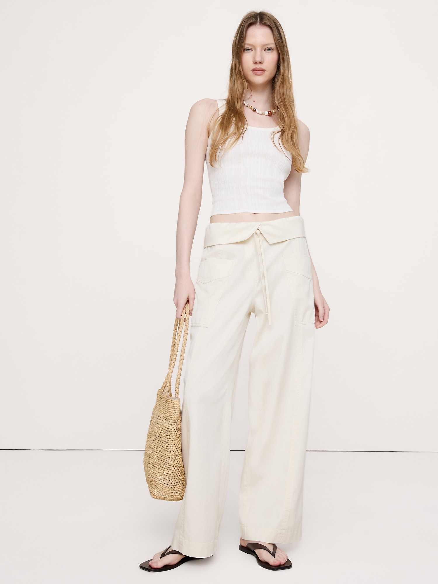 PANTALON DE PÊCHEUR DROIT À TAILLE HAUTE