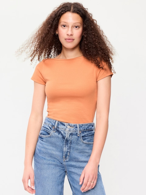 T-SHIRT AJUSTÉ À ENCOLURE BATEAU