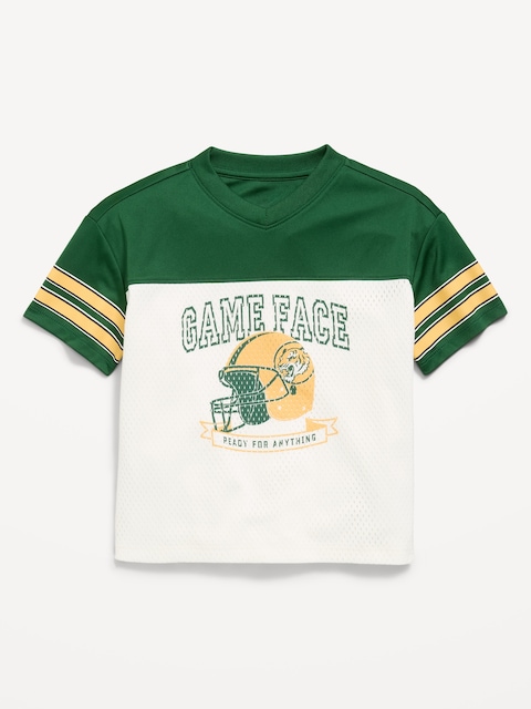 Oversized Mesh Graphic Football T-Shirt for Toddler Boys