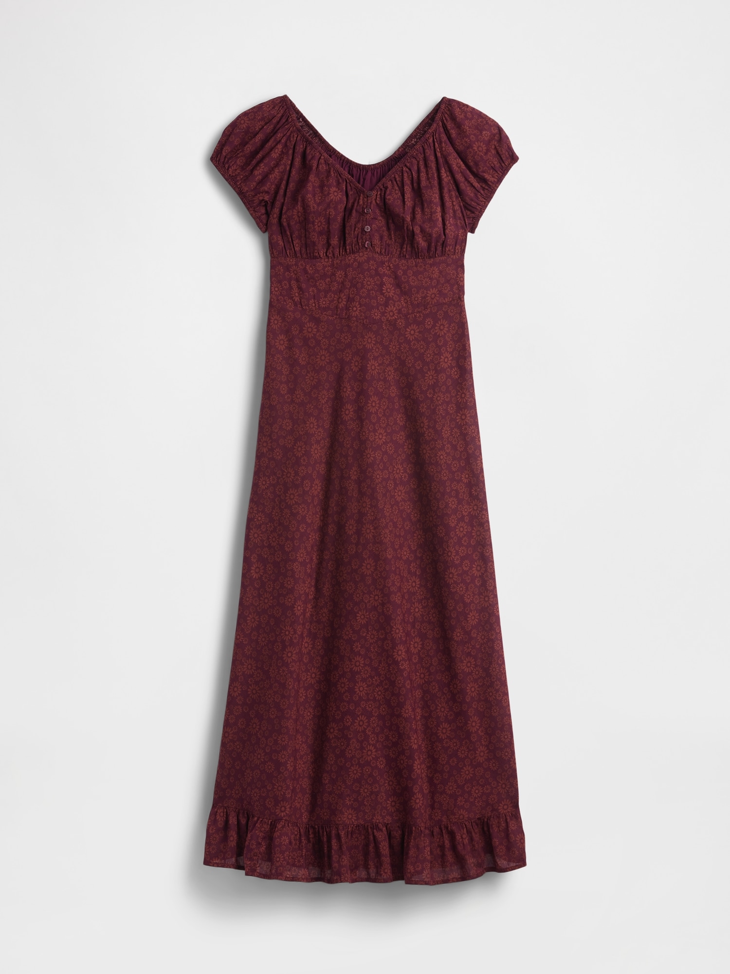 V-Neck Ruffle Hem Maxi Dress