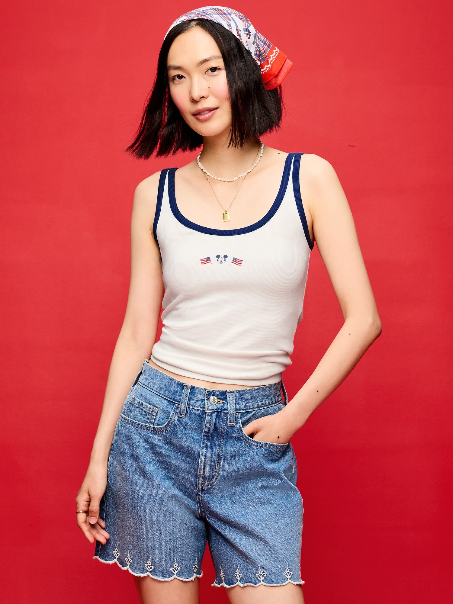 Old Navy x Disney Mickey Mouse Ribbed Scoop-Neck Tank Top for Women