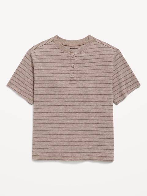 Short-Sleeve Textured Striped Henley T-Shirt for Toddler Boys
