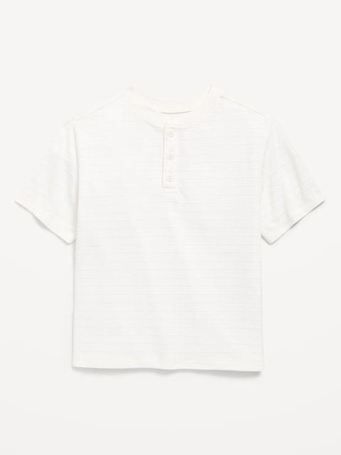 Short-Sleeve Textured Striped Henley T-Shirt for Toddler Boys
