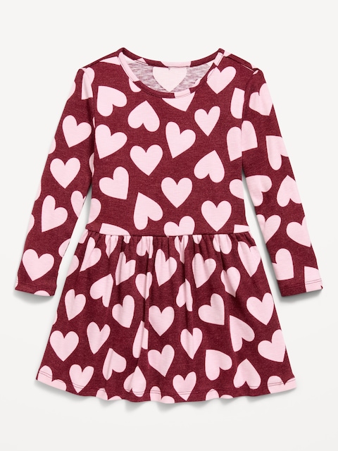 ROBE CÔTELÉE À MOTIF À MANCHES LONGUES POUR TOUTE-PETITE FILLE