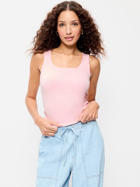CAMISOLE À ENCOLURE DÉGAGÉE EN TISSU SCULPTANT DOUBLE ÉPAISSEUR