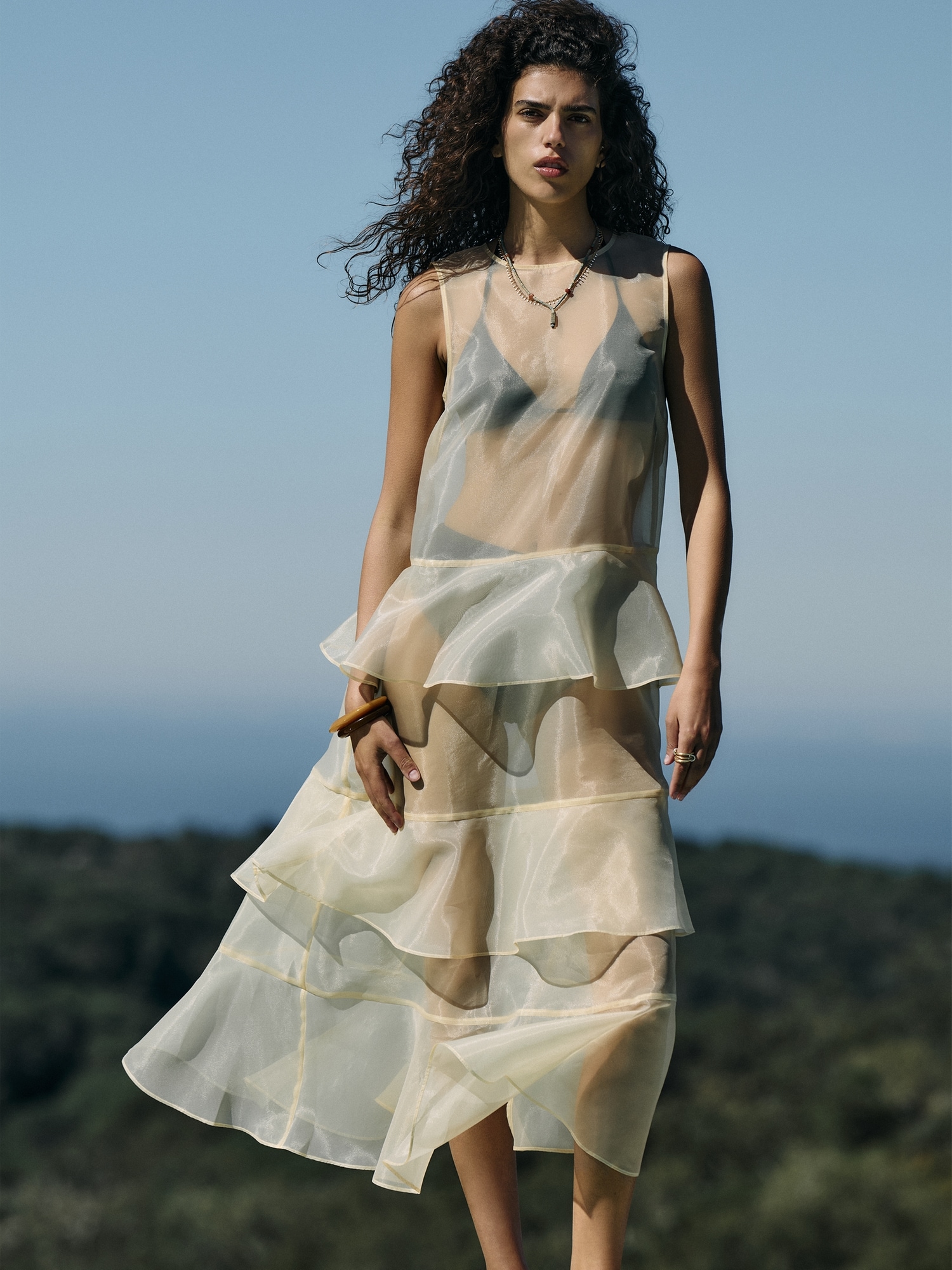 Organza Tiered Maxi Dress