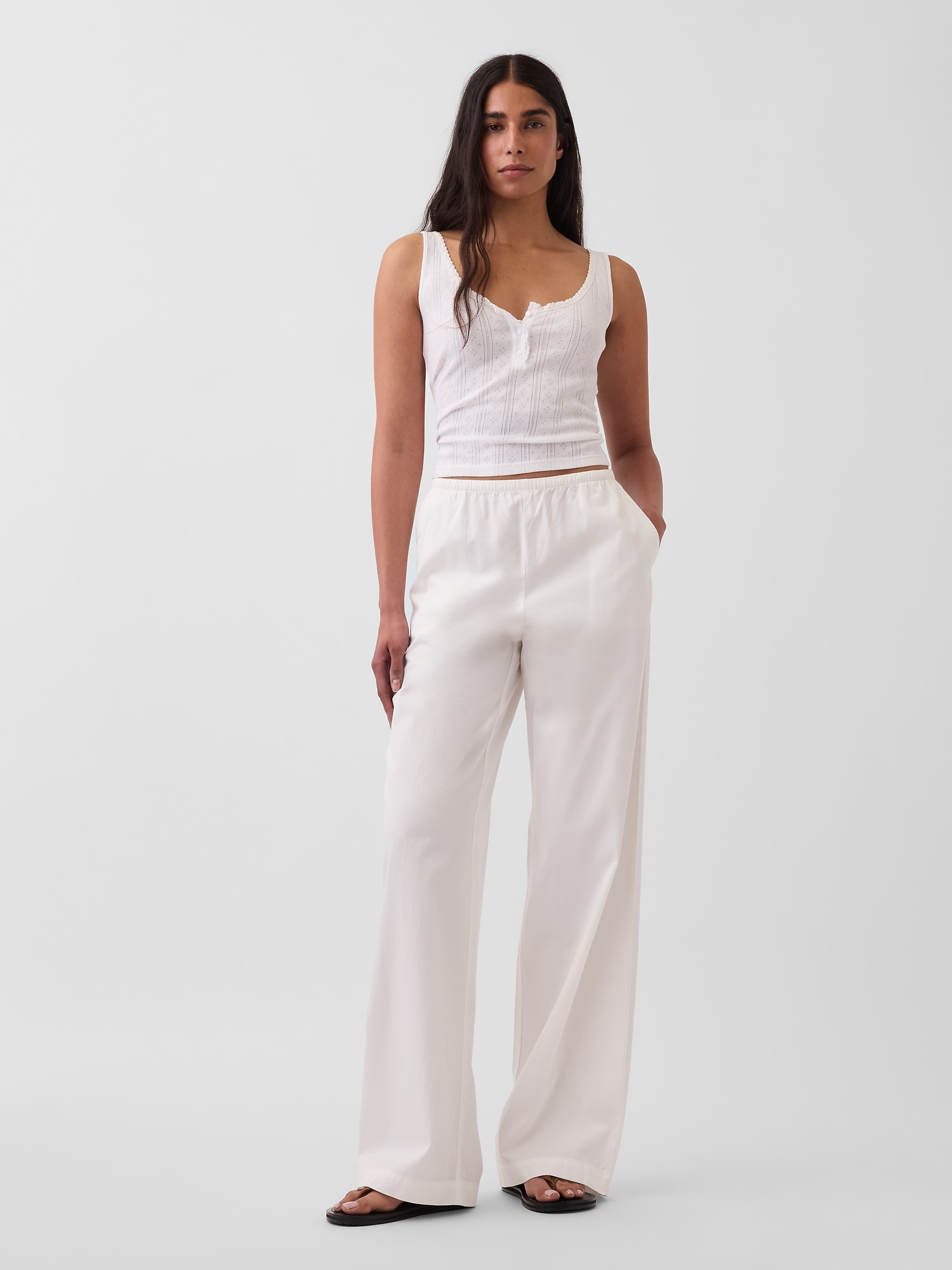 Mid Rise Relaxed Easy Wide-Leg Pants