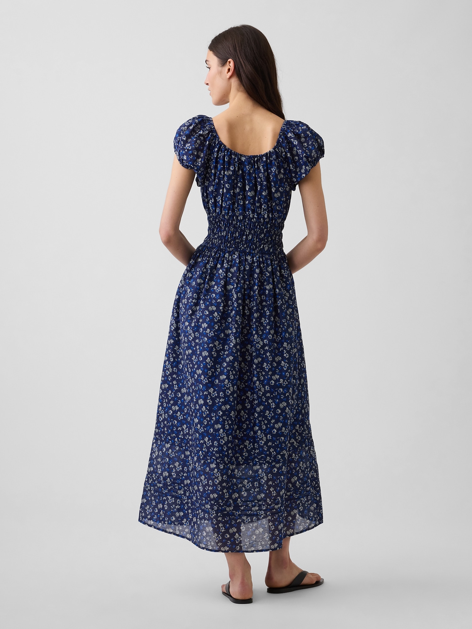 Voile Smocked Waist Maxi Dress
