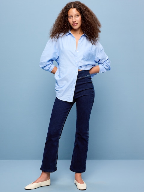 JEAN SIMPLISSIME ÉVASÉ À TAILLE HAUTE, LONGUEUR 3/4