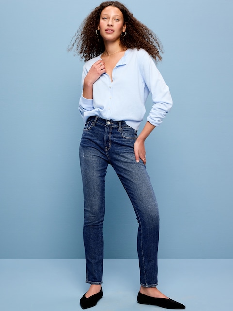 High-Waisted Vintage Slim Jeans