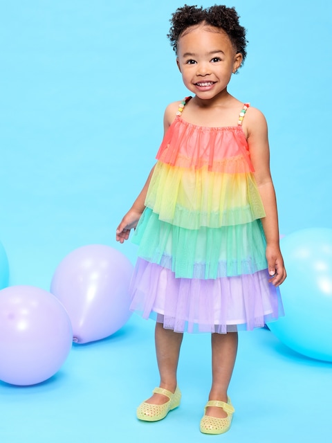 ROBE D'ANNIVERSAIRE ÉTAGÉE EN TULLE SANS MANCHES POUR TOUTE-PETITE - Anniversaire Arc-En