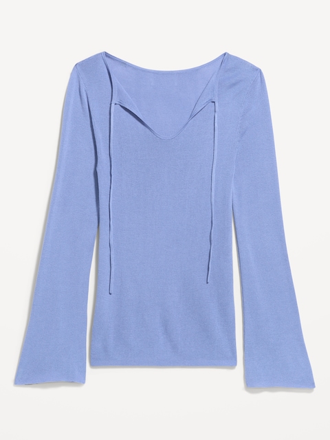 Bell-Sleeve Keyhole Top