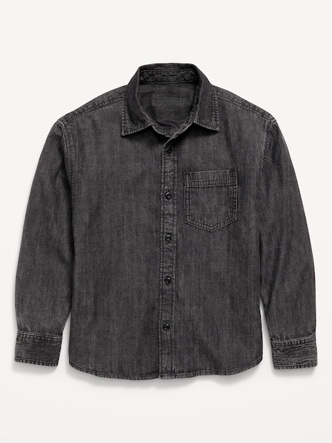 Oversized Long-Sleeve Denim Shirt for Boys