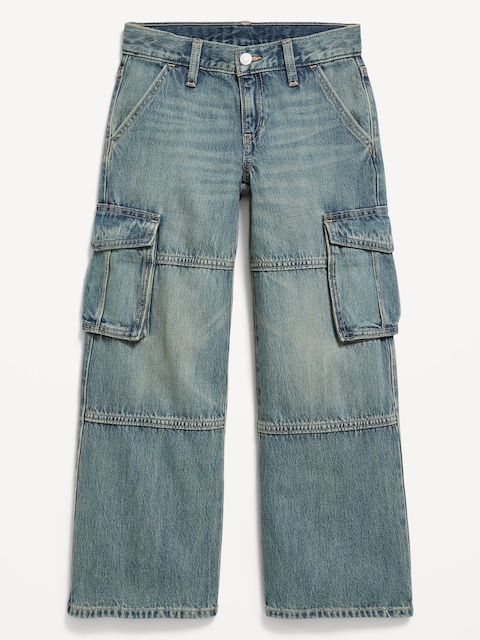 JEAN CARGO COUPE TRÈS GÉNÉREUSE À JAMBE LARGE À TAILLE BASSE POUR FILLE