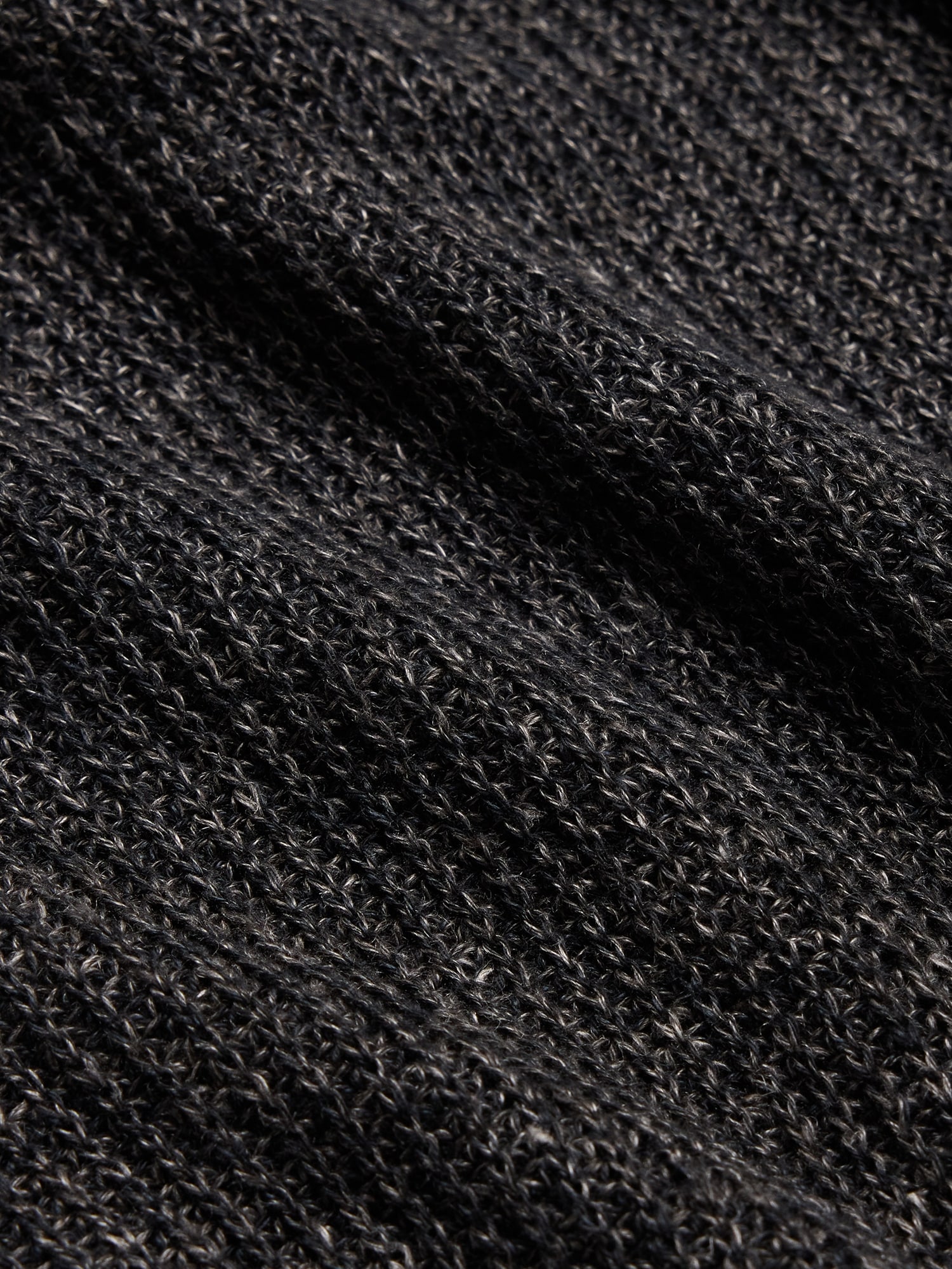 Linen-Cotton Johnny-Collar Sweater Polo