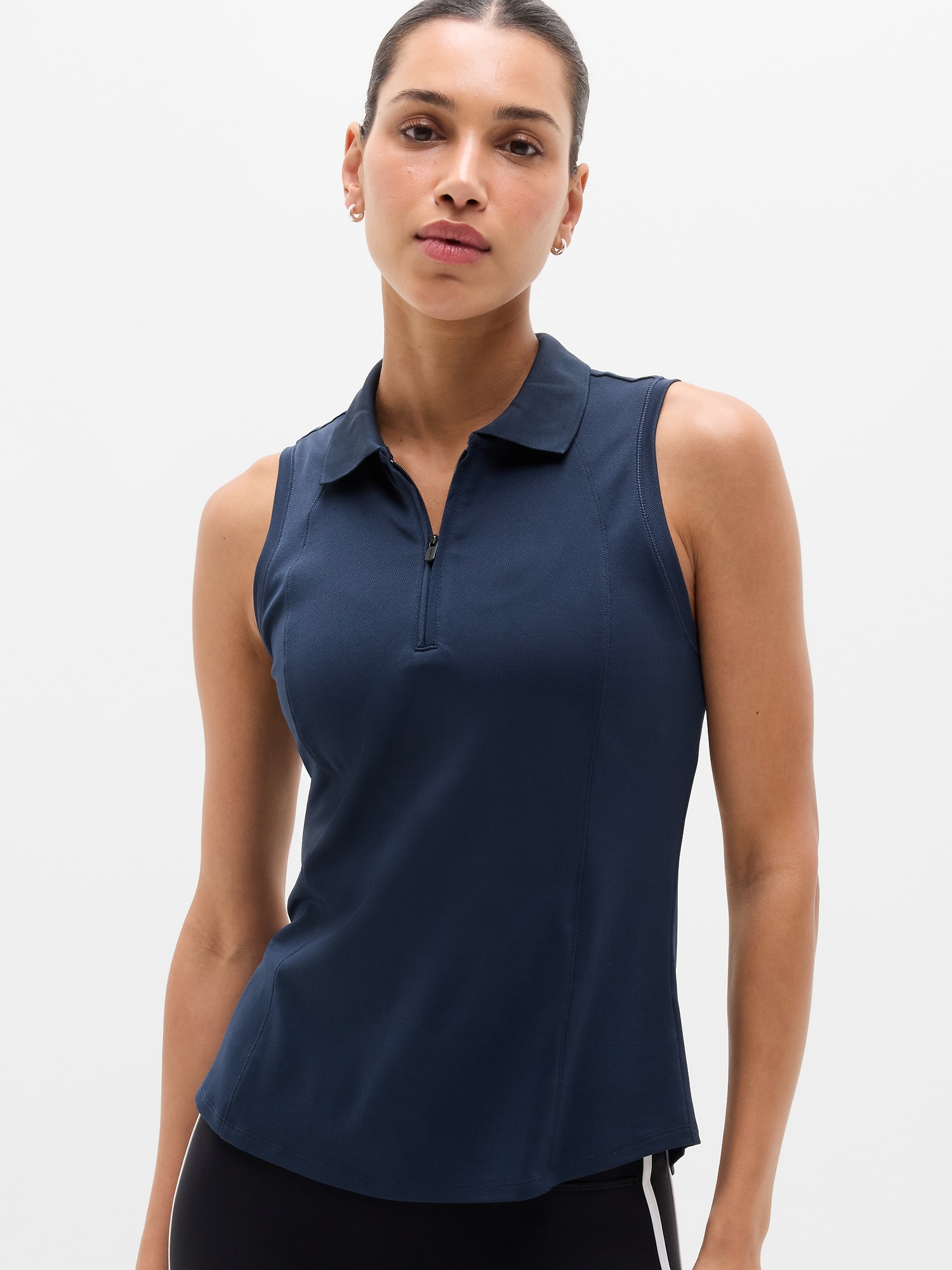 Athleta Tee Time Polo Tank In Black
